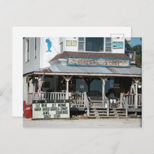 Essen Sie hier erhalten Würmer General Store Postkarte (Vorne/Hinten)
