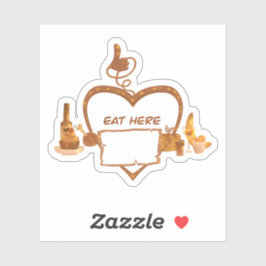 Essen Sie hier Restaurant Aufkleber Geschäft lecke