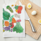 Essen Sie Ihre Veggies (die Gemüseillustration Geschirrtuch (Viertel Falte)