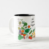 Essen Sie Ihre Veggies (die Gemüseillustration Zweifarbige Tasse (Vorderseite Links)
