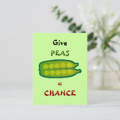 Essen Sie Ihre Veggies geben PEAS eine Chance Post Postkarte (Stehend Vorderseite)