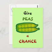 Essen Sie Ihre Veggies geben PEAS eine Chance Post Postkarte (Vorne/Hinten)