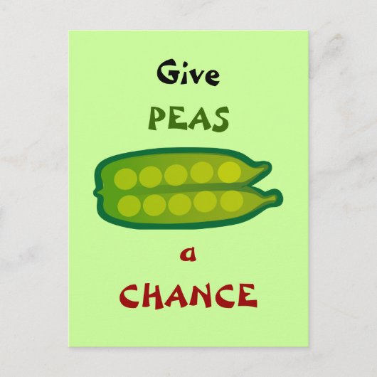 Essen Sie Ihre Veggies geben PEAS eine Chance Post Postkarte (Vorderseite)
