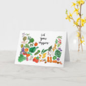 Essen Sie Ihre Veggies (Gemüsemulin vegan) Karte (Gelbe Blume)
