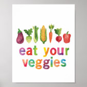 Essen Sie Ihre Veggies Regenbogenfarben Gesundes K Poster (Vorne)