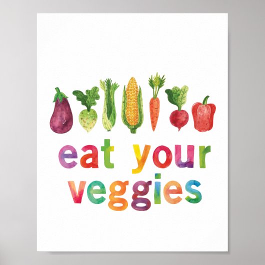 Essen Sie Ihre Veggies Regenbogenfarben Gesundes K Poster (Vorne)