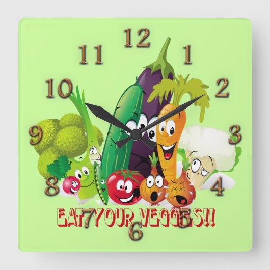 Essen Sie Ihre Veggies Wanduhr (Vorderseite)