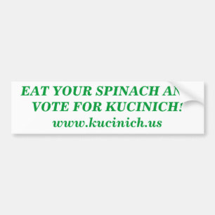 ESSEN SIE IHREN SPINACH UND STIMMEN FÜR KUCINICH! AUTOAUFKLEBER