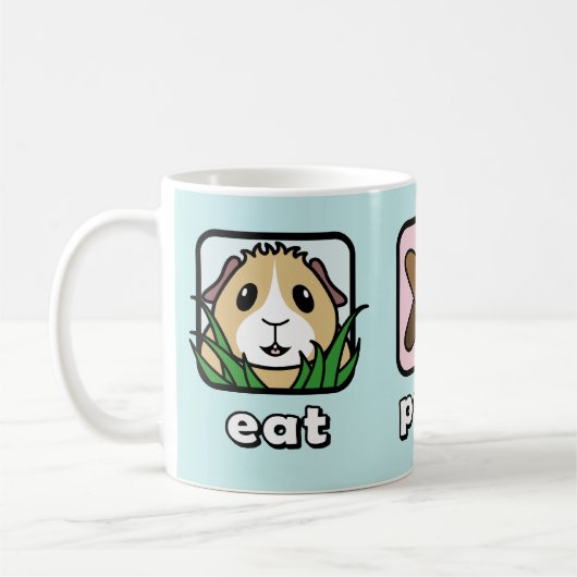 Essen Sie kacken Schlaf-Meerschweinchen-Tasse Kaffeetasse (Links)