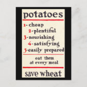 Essen Sie Kartoffeln, Rett Wheat Wartime WWI Poste Postkarte (Vorderseite)
