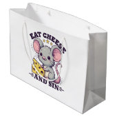 Essen Sie Käse und Sin Große Geschenktüte (Rückseite Schrägansicht)