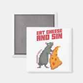Essen Sie Käse und Sin Magnet (Vorderseite/Rückseite)