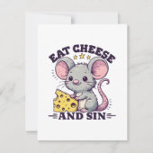 Essen Sie Käse und Sin Mitteilungskarte (Vorderseite)