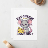 Essen Sie Käse und Sin Mitteilungskarte (Vorderseite/Rückseite Beispiel)