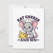 Essen Sie Käse und Sin Mitteilungskarte (Rückseite)