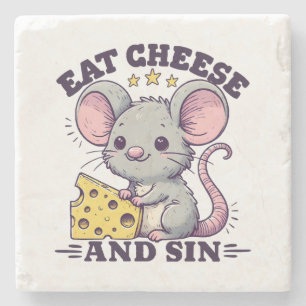 Essen Sie Käse und Sin Steinuntersetzer