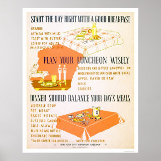 Essen Sie klugerweise gesund 1942 WPA Bleibe Poster