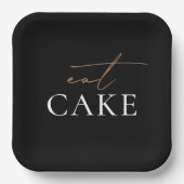 Essen Sie Kuchen Moderne Schwarz-Weiß Hochzeit Pappteller (Vorderseite)