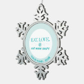 Essen Sie, Liebe u. essen Sie mehr Schneeflocken Zinn-Ornament (Rechts)