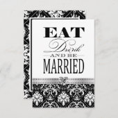 Essen Sie Liebe und Verheiratet sein - Schwarz / W RSVP Karte (Vorne/Hinten)
