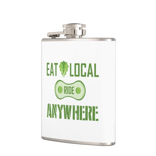 Essen Sie lokal, fahren Sie überall hin Flachmann (Links)