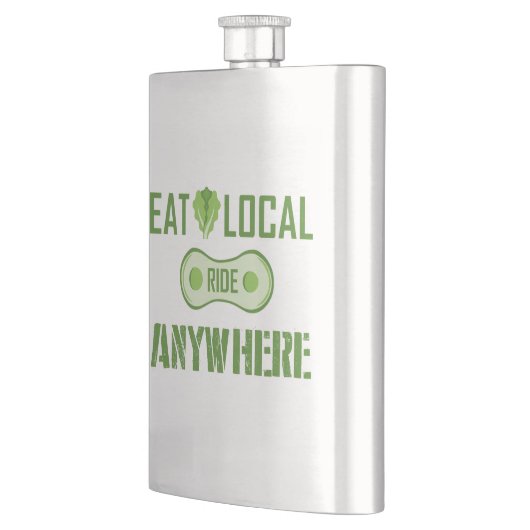 Essen Sie lokal, fahren Sie überall hin Flachmann (Links)