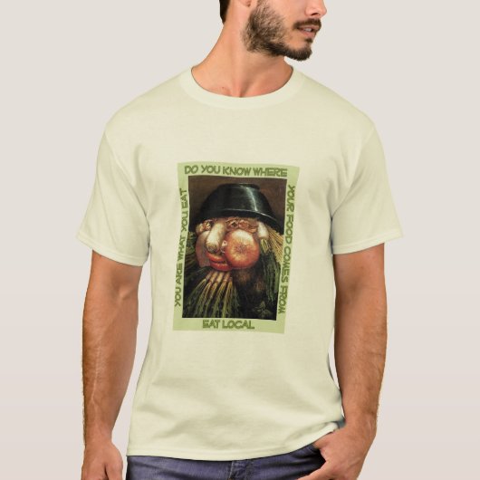 Essen Sie lokales T-Shirt (Vorderseite)