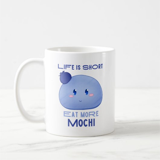 Essen Sie mehr Mochi, Kawaii Niedliche Zitate Tass Kaffeetasse (Links)