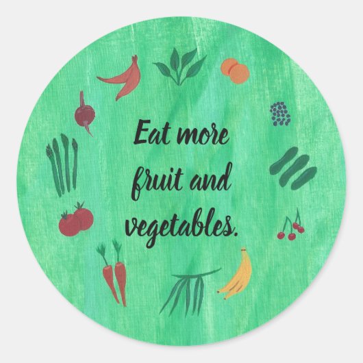 Essen Sie mehr Obst und Gemüse, Aufkleber: Runder Aufkleber (Vorderseite)