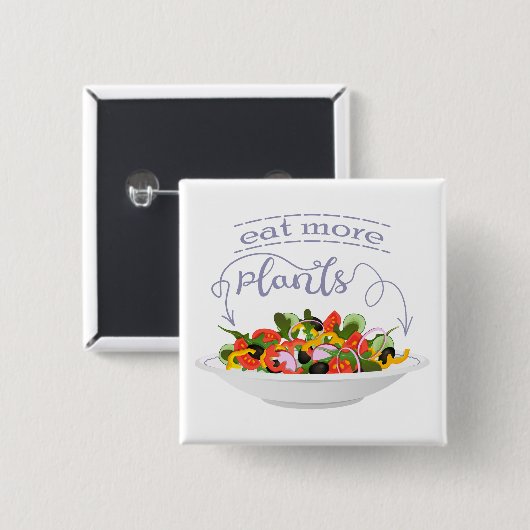Essen Sie mehr Pflanze Frischsalat Motivation Buch Button (Vorne & Hinten)