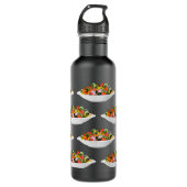 Essen Sie mehr Pflanze Frischsalat Motivation Buch Edelstahlflasche (Vorderseite)