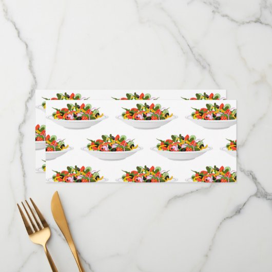 Essen Sie mehr Pflanze Frischsalat Motivation Buch Menükarte (Vorderseite/Rückseite Beispiel)