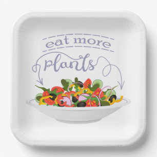 Essen Sie mehr Pflanze Frischsalat Motivation Buch Pappteller
