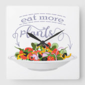 Essen Sie mehr Pflanze Frischsalat Motivation Buch Quadratische Wanduhr (Vorderseite)