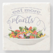 Essen Sie mehr Pflanze Frischsalat Motivation Buch Steinuntersetzer (Vorderseite)