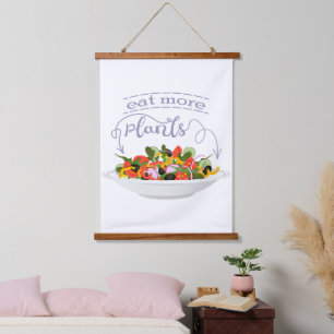 Essen Sie mehr Pflanze Frischsalat Motivation Buch Wandteppich Mit Holzrahmen