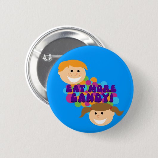 Essen Sie mehr Süßes Retro-Kinder Button (Vorne & Hinten)