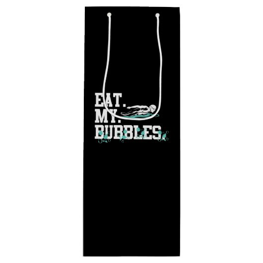 Essen Sie meine Bubbles Funny Sschwimmen Geschenk Geschenktüte Für Weinflaschen (Vorderseite)