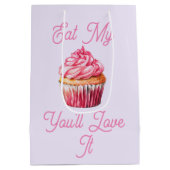 Essen Sie meine Muffin-Geschenktasche Mittlere Geschenktüte (Rückseite)