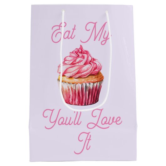 Essen Sie meine Muffin-Geschenktasche Mittlere Geschenktüte (Rückseite)