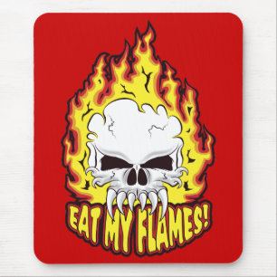 Essen Sie meinen Flammenschädel Mousepad