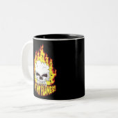 Essen Sie meinen Flammenschädel Zweifarbige Tasse (Vorderseite Links)