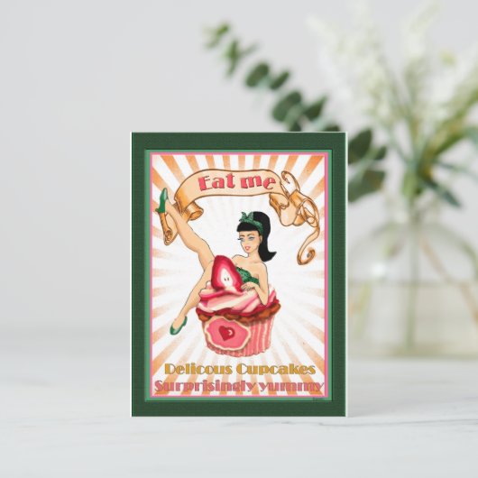 Essen Sie mich Postkarte (Stehend Vorderseite)