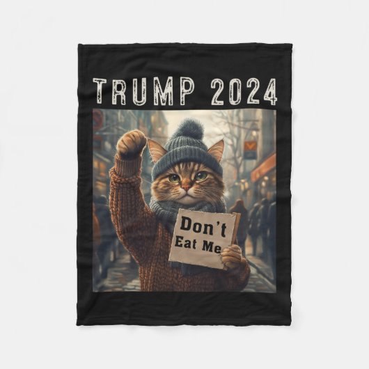 Essen Sie mir keine Katzen für Trump 2024 Fleecedecke (Vorderseite)