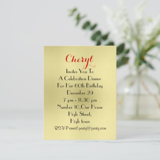 Essen Sie mit mir Party Ort Einladung (Stehend Vorderseite)