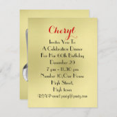 Essen Sie mit mir Party Ort Einladung (Vorne/Hinten)