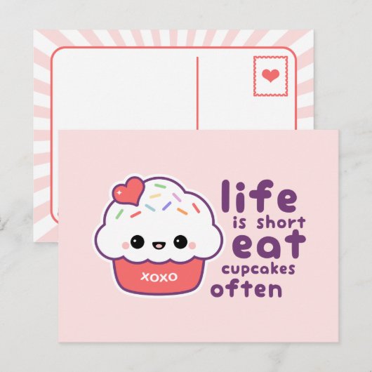 Essen Sie oft Cupcakes Postkarte (Vorne/Hinten)