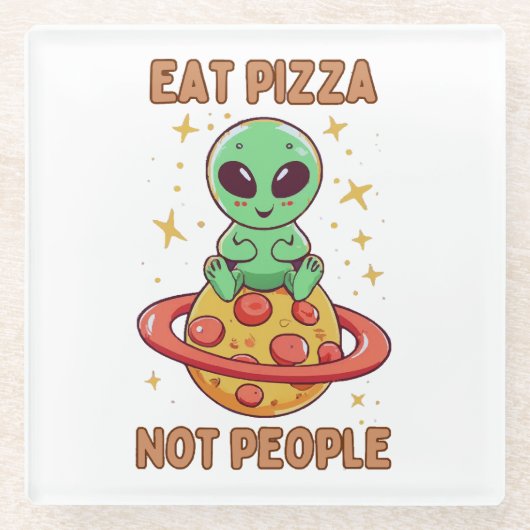 Essen Sie Pizza nicht Leute Glasuntersetzer (Vorderseite)