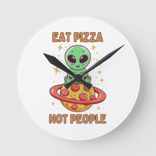 Essen Sie Pizza nicht Leute Runde Wanduhr