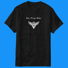 Essen Sie Pray Ride Motorrad-T - Shirt